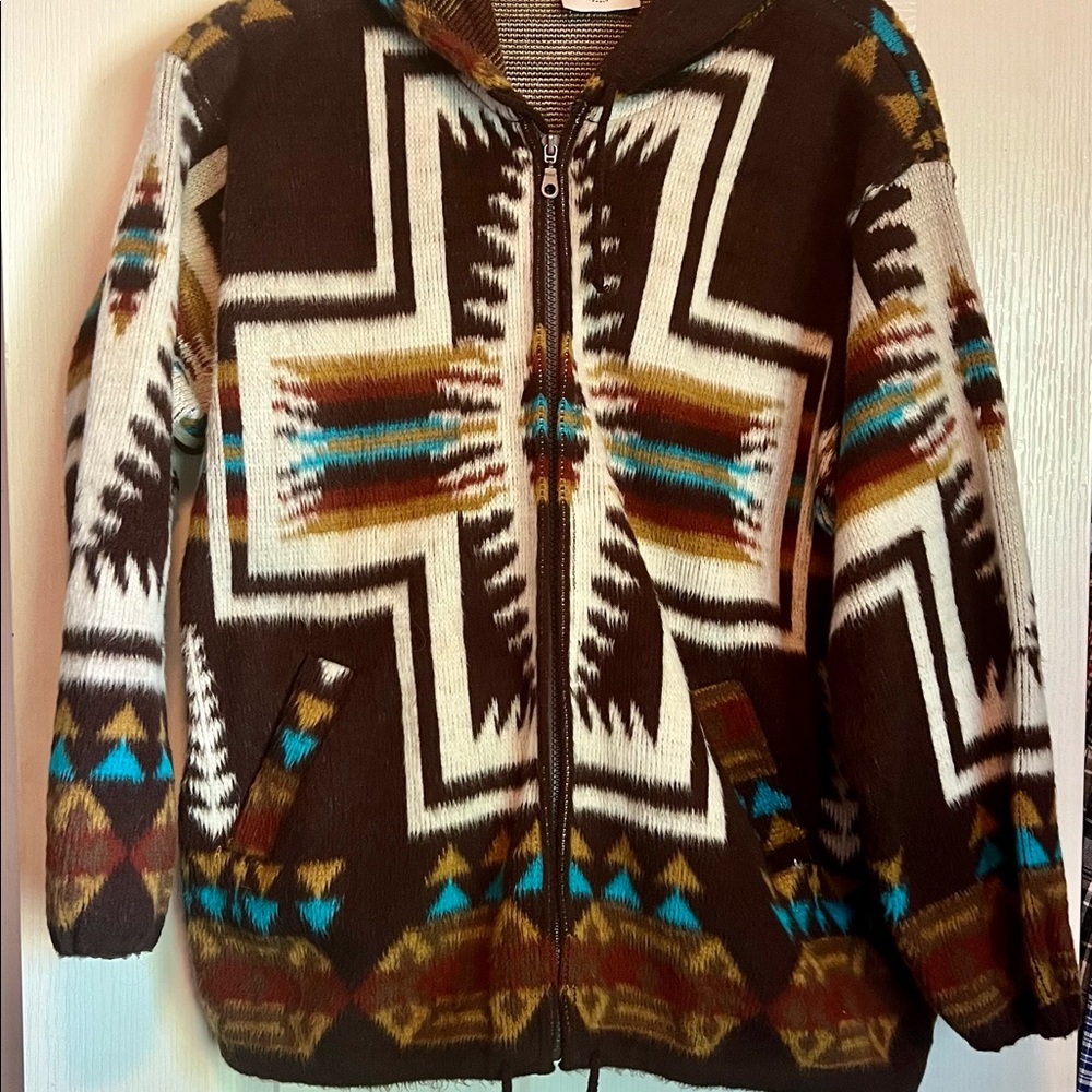 Earth Ragz hooded zip-up wool and cotton jacket size M
